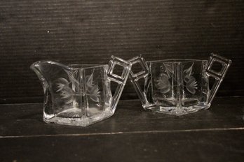 Antique Heisey Art Deco Creamer And Sugar Set