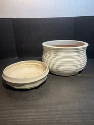 2 Large White Ceramic Planters,