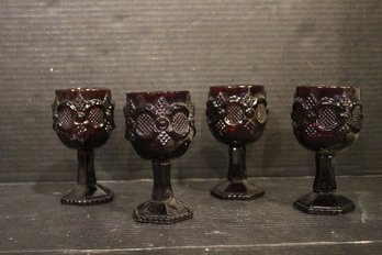 Vintage Avon Cape Cod Ruby Red Wine Goblets