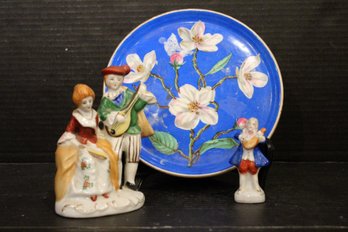 Vintage Hand-painted Porcelain Figurines Made In Occupied Japan, Studio Plate