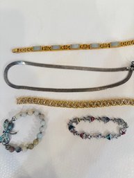 Jewelry Lot, R Bracelets And 925 Silver Plate Necklace