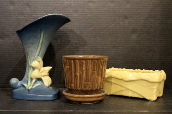 Vintage McCoy Planters, Roseville Zephyr Lily Cornucopia Vase