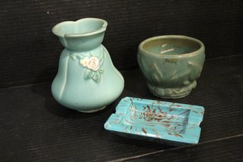 Vintage, McCoy Planter, Weller Vase, Ceramic Ashtray