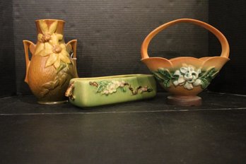 Vintage Roseville Clematis Vase, Roseville Art Planter, Roseville Pottery Gardenia Basket