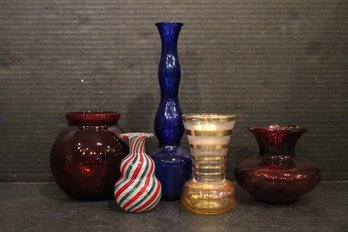 Vintage Anchor Hocking, Murano Like, Bud USA Glass Vases