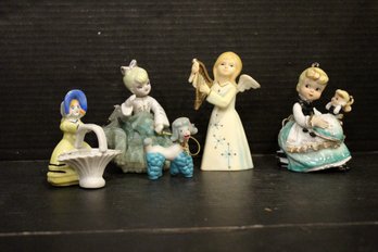 Vintage Ceramic Figures, Lefton Twin Figure, Poodle On A Leash