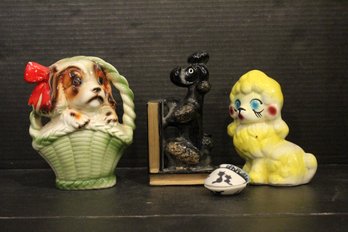 Norleans Cocker Spaniel Coin Bank, Poodle Bookend, Hand Painted Dog, Fortune Cookie