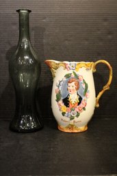 Vintage Empoli 'Genie' Bottle MCM, Beswick Ware Ceramic Pitcher