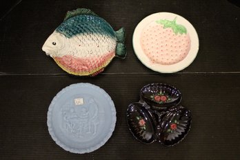 Vintage Plates, Pennsbury Pottery, Majolica Strawberry Plate, Fenton, Japanese Candy Dish