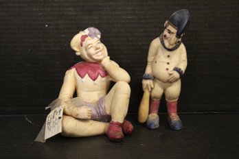 Vintage Enesco Faith Wick Porcelain Jester Figures