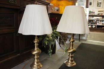 2 Vintage Westwood Brass Lamps With Shades