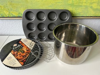 Aluminum Bundle: Instant Put Insert8 Quarts, Muffin Pan, Quiche Pan, Steam Insert With Handles