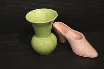 Vintage MCM Ceramic Pot And Shoe