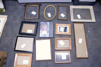 Lot Of 13 Picture Frames Different Sized And Shapes