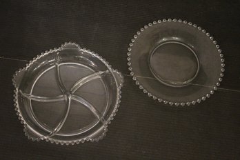 Vintage Candlewick 5 Part Divided Dish And A Large Plate 10.5' Plate