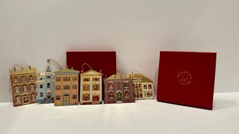 Bing & Grndahl B&G Collections  Set Of 6 Architectural Brass Ornaments With Red Gift Boxes