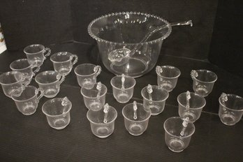 Vintage Candlewick Glass Punch Bowl Set