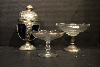 Art Nouveau JB, Frank M. Whiting Sterling Silver Bowl, Silver Reinforced Art Deco Bowl