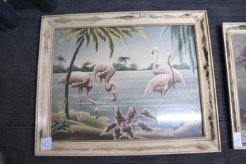 Vintage Mid-century Turner Airbrushed Flamingo Print