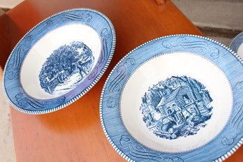 2 10' Currier & Ives 'Maple Sugaring' Vegetable Bowls