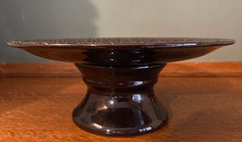Ceramic Pedestal Dish In Black