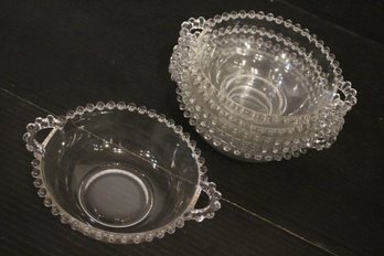 Set Of 6 Vintage Candlewick Small Handled Glass Bowls