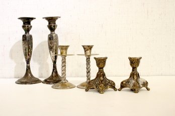 Brass, Silver Plated Candle Sticks, Gorham, Hollywood Regency