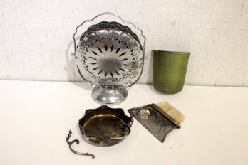 Vintage Silver Plated Crumb Catcher, Bridal Basket, 3 Tier Tray, Wall Thimble