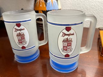 Pair Of Disneyland Frosted GlassBeer Steins