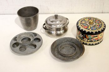 Vintage Pewter Vase, Monterey Hollowware Pot, Daher English Tin, Chicken Feeders