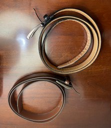 Brown And Black Leather Mens Belts, Sz 44