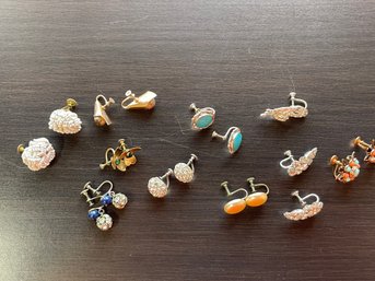 8.5 Pairs Of Screw Back Earrings