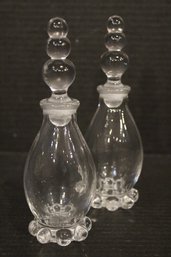 2 Vintage Imperial Glass-Ohio Candlewick Clear 4 Oz Cruet & Stopper, 6'