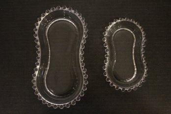 2 Vintage Imperial Candlewick Small Glass Serving Trays
