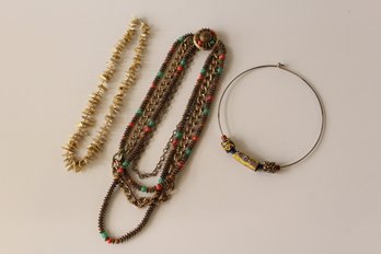 3 Boho Style Beaded Necklaces, Hattie Carnegie