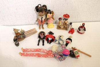 Vintage Hand Maid Dolls, Kokeshi Doll, Dakin & Co. African-American Dream Doll, Corn Husk Doll, And Others