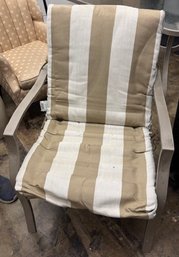 Three Study Metal Lawn Chairs With Cushions