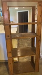 Pine Wood Shelf 68' High 28' Wide, With 4 Wide Shelfs And Some Woodwork On The Side