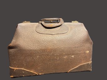 Antique Leather Dr. Bag Brass Hardware In Nice Condition For Age
