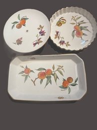 Royal Worcester Porcelain Evesham Pattern Gold Set Of 3 Baking Dishes