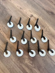 Antique Porcelain And Iron Furniture Casters, Victorian Casters For Furniture