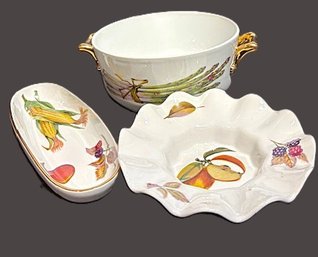 Royal Worcester Porcelain Evesham Pattern Gold  3 Misc Pieces Of Matching China