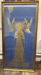 Framed Vintage Brass Rubbing Monumental Of Lady Margaret Cheyne