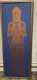 Vintage Framed Brass Rubbing Of A Medieval English Knight