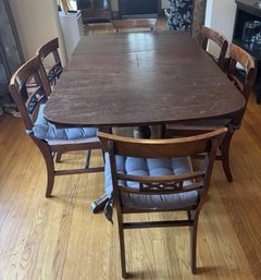 Vintage Duncan Phyfe Style Mahogany Drop Leaf Dining Table And Chair Set