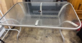 Glass And Aluminum Patio Table