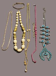 Lot Of 4 Costume Jewlery Necklaces And 1 Braclet