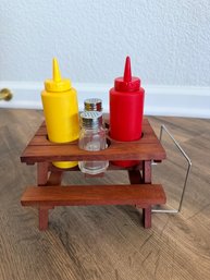 1980s Vintage Picnic Bench Condiment Set By Jan-Mor