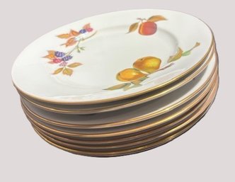 Royal Worcester Porcelain Evesham Pattern Gold Set Of 8 8' Salad Plates