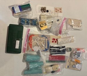 Vintage Button Hole Maker, Spools Of Thread, Buttons And More